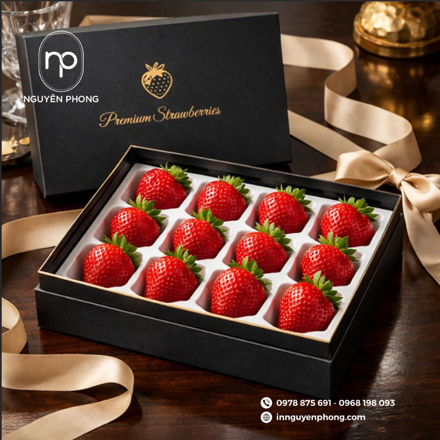 In hộp giấy đựng dâu tây bắt mắt